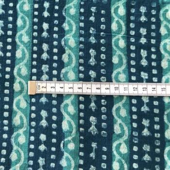 Preview: Indigo Hand Block Print aus Indien - TURQUOISE STRIPES SLUB COTTON